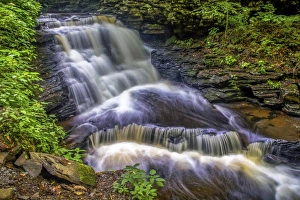 Images Dated 16th July 2015: USA, Pennsylvania, Benton, Ricketts Glen State Park. Delaware Falls cascade. Credit as