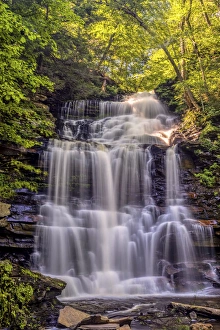 Images Dated 16th July 2015: USA, Pennsylvania, Benton, Ricketts Glen State Park. Ganoga Falls cascade. Credit as