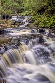 Images Dated 16th July 2015: USA, Pennsylvania, Benton, Ricketts Glen State Park. Delaware Falls cascade. Credit as
