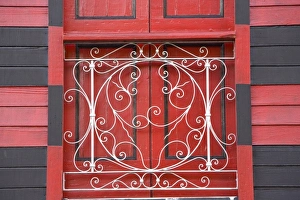 Plaza Of Delights Prints: USA, Puerto Rico, Ponce. Detail of Parque de Bombas