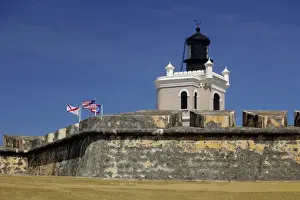 Images Dated 9th March 2011: USA, Puerto Rico, San Juan. Lighthouse at El Morro Fort, a UNESCO World Heritage Site