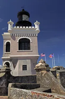 Promontory Prints: USA, Puerto Rico, San Juan. Lighthouse at El Morro Fort, a UNESCO World Heritage Site