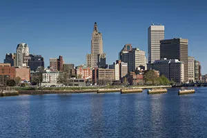 Images Dated 28th April 2016: USA, Rhode Island, Providence, city skyline from the Providence River, morning