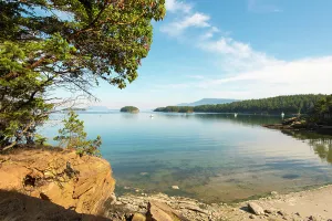 Salish Sea Prints: USA, San Juan Islands, Washington State. Glass calm Echo Bay on Sucia Island