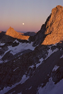Moonrise Prints: USA, Sawtooth Peak, Sunset, Moonrise, Sequoia and Kings Canyon National Park, California