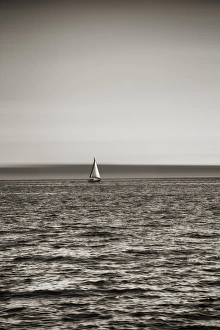 Elliott Bay Prints: USA, Seattle, sailboat in Elliott Bay