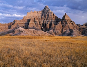 South Dakota Prints: USA, South Dakota, Badlands National Park, North Unit, Storm clouds over Vampire Peak