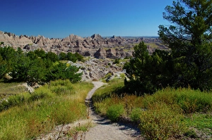 South Dakota Prints: USA, South Dakota. Badlands National Park, Cedar Pass Overlook