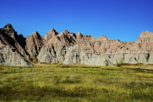 South Dakota Prints: USA, South Dakota. Badlands National Park, Prairie Wind Overlook