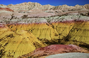 South Dakota Prints: USA, South Dakota. Badlands National Park, Yellow Mounds Overlook