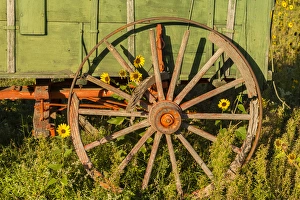 Images Dated 7th September 2014: USA, South Dakota, Wild Horse Sanctuary. Close-up of vintage wagon