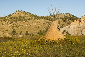 Images Dated 7th September 2014: USA, South Dakota, Wild Horse Sanctuary. Scenic with teepee