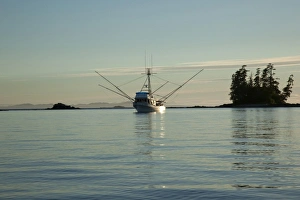 Images Dated 17th August 2010: USA, Southeast Alaska near Ketchikan, trawler at sunset