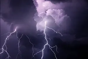 Bolt Prints: USA, Tennessee. Composite of cloud-to-cloud lightning bolts