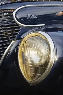 Nostalgia Prints: USA, Tennessee, Cookeville. Detail of vintage car on display during an antique car show
