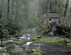 Images Dated 8th June 2004: USA, Tennessee, Great Smoky Mountains National Park. Tub Mill along Roaring Fork