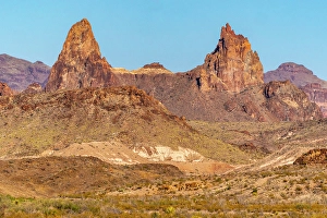 Images Dated 22nd June 2024: USA, Texas, Big Bend National Park. Mule Ears formation in Chisos Mountains