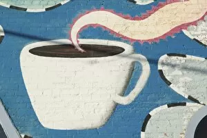Images Dated 2nd December 2005: USA, TEXAS, Dallas: Deep Ellum Entertainment District Coffee Cup Mural