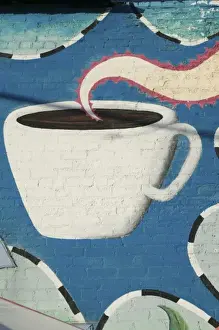 Coffee Prints: USA, TEXAS, Dallas: Deep Ellum Entertainment District Coffee Cup Mural