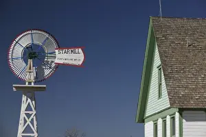 Center Prints: USA-TEXAS-Lubbock: National Ranching Heritage Center Barton House (b. 1909) & Windmill