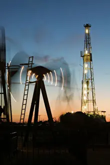 Industry Prints: USA, TEXAS, Midland: Permian Basin Petroleum Museum Oil Derrick / Dusk