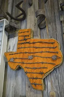 USA, TEXAS, Pecos: West of the Pecos Museum Display of Barbed Wire