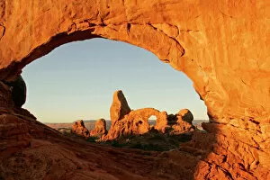 Images Dated 16th November 2005: USA, Utah, Arches National Park. Turret arch seen through the North Window at sunrise