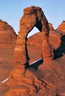Sand Stone Prints: USA, Utah, Arches NP. The setting sun brings out the orange of the sandstone rock