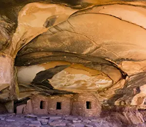 Ancestral Puebloan Prints: USA, Utah, Blanding. Fallen Roof Ruin in Road Canyon on Cedar Mesa
