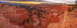 Images Dated 2023 April: USA, Utah, Bryce Canyon National Park. Panoramic of canyon at sunrise