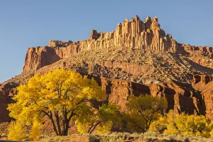 Images Dated 2nd April 2019: USA, Utah, Capitol Reef National Park. The Castle rock formation in autumn. Credit as