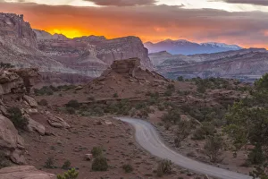 Images Dated 2nd April 2019: USA, Utah, Capitol Reef National Park. Sunrise on park