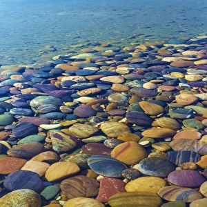 Pebble Prints: USA, Utah. Colorful rocks in Lake Powell