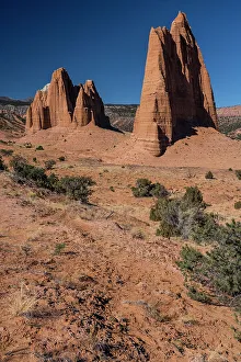 Images Dated 3rd January 2023: USA, Utah. Eroding sedimentary layers, sandstone formation, Capitol Reef National Park
