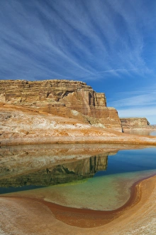 Images Dated 7th November 2013: USA, Utah, Glen Canyon National Recreation Area. Reflections in pool of water. Credit as