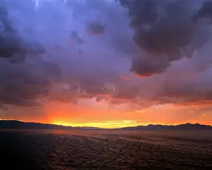 Reflect Prints: USA, Utah, Great Salt Lake. The setting sun reflects in the water of the Great Salt Lake