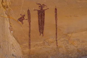 Native American Prints: USA, Utah. Head of Sinbad Panel pictographs in San Rafael Swell Recreation Area