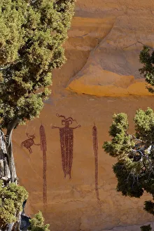 Native American Prints: USA, Utah. Head of Sinbad Panel pictographs in San Rafael Swell Recreation Area