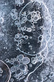 Ice Bubble Prints: USA, Utah. Ice bubble, formations Arches National Park