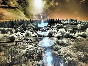 Infrared Prints: USA, Utah. Infrared of the Logan Pass area with sunrays