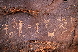 Pictograph Prints: USA, Utah, Lake Powell. Petroglyphs from the Archaic or Ancestral Pueblo period include