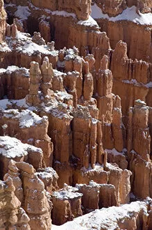 Images Dated 13th April 2007: USA - Utah. Pillars of limestone at Bryce Canyon National Park after snowstorm
