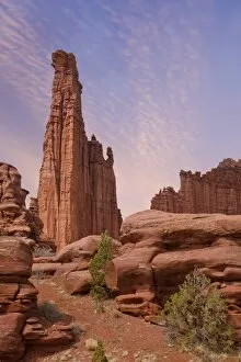 Images Dated 5th April 2008: USA, Utah. Sunset on Fisher Towers sandstone formations