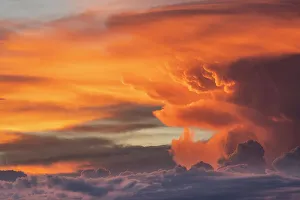 Glow Prints: USA, Utah. Sunset lights up thunderhead cloud