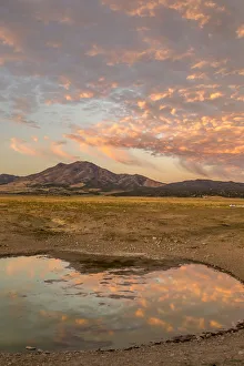 Waterhole Prints: USA, Utah, Tooele County. Sunrise at a waterhole