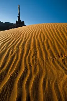 Totem Pole Prints: USA, Utah. Totem Pole formation rises above sand dunes at Monument Valley Navajo Tribal Park