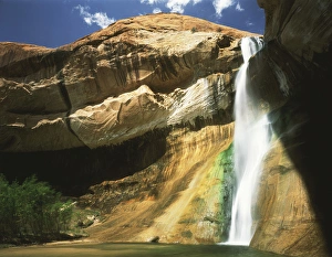 Low Angle View Prints: USA, Utah, View of waterfall in Grand Staircase Escalante national monument
