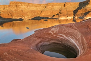 USA, Utah. A weathering pit at Lake Powell