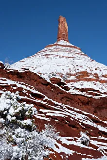 Images Dated 20th June 2023: USA, Utah. Winter snowfall in Castle Valley
