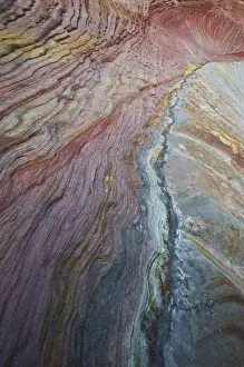 Slickrock Prints: USA, Utah, Zion National Park. Slickrock pattern on Checkerboard Mesa. Credit as